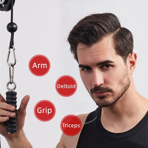 Zicolor Ergonomic Tricep Rope Handle Pulldown Attachment Fitness Cable Attachments for Gym Home, LAT Pull Down Bar for Cable Machine, Tricep Grip Arm Workout Cable Attachments, 1-Pack
