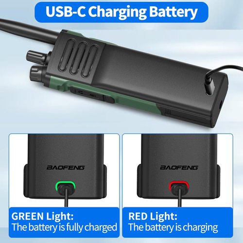 BAOFENG DM32 Battery 3800mAh USB-C Charging Extended High Capacity Rechargeable Li-ion Battery with USB-C Charging Cable Compatible DM-32 UV32 Walkie Talkie Battery Accessories(2Pack)