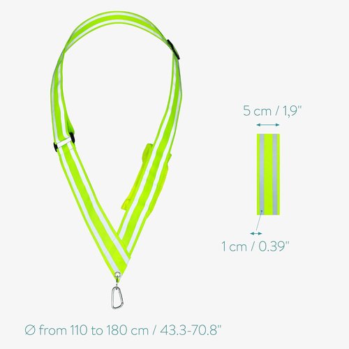 Navaris Reflective Sash - Nighttime Safety Gear for Walking, Cycling, Running - Yellow with Pocket & Carabiner Clip