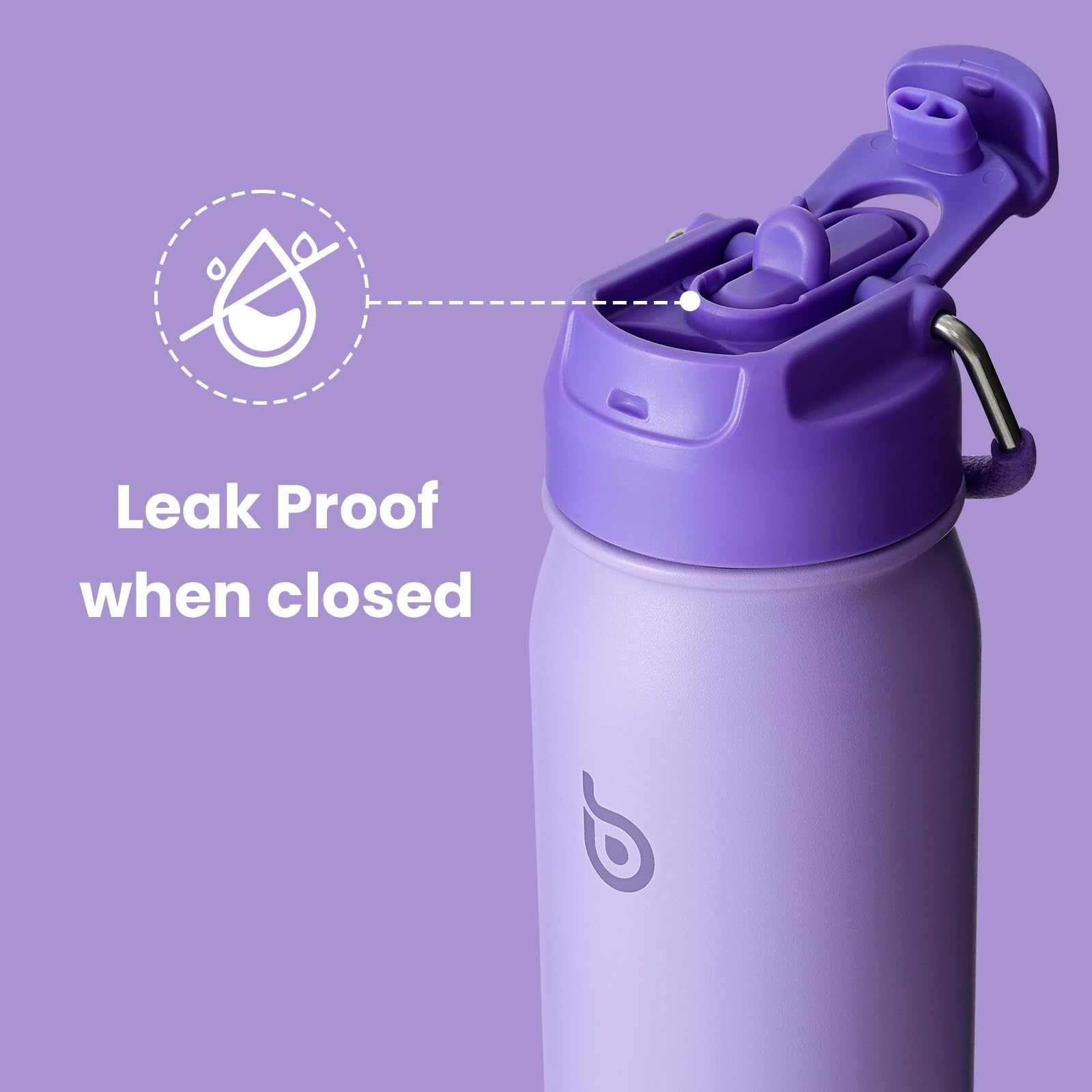 BOTTLE BOTTLE 16 oz sports water bottle stainless steel insulated kids water bottle with straw and pills holder for gifts and school (purple)