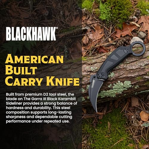 Black Karambit Folding Knife with G10 Handle 2.25" D2 Steel Blade - EDC Tactical Knife