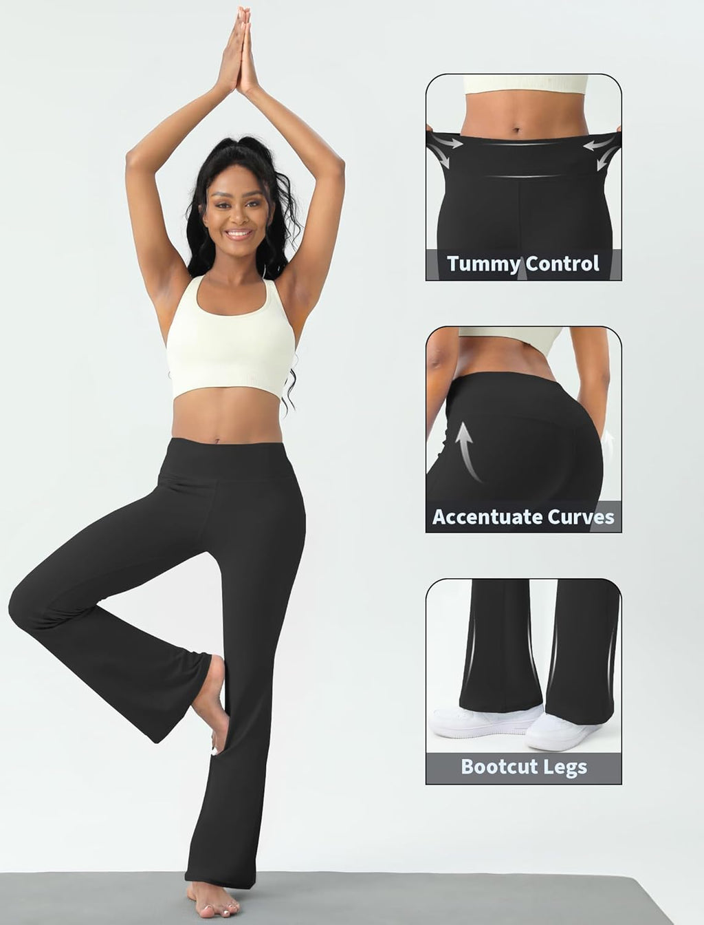 Skiennix Women's Yoga Pants - High Waisted Bootcut Flare Leggings for Tummy Control | Comfortable Fit