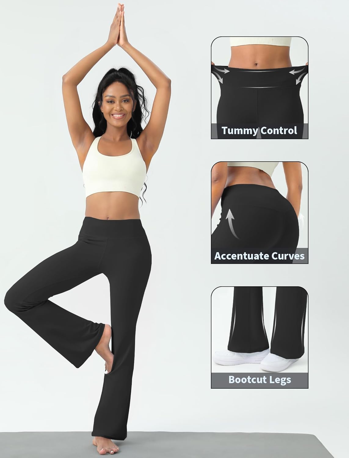Skiennix Women's Yoga Pants - High Waisted Bootcut Flare Leggings for Tummy Control | Comfortable Fit