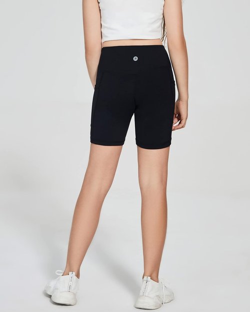 DEVOROPA Girls' Volleyball Shorts - 5" Stretch Spandex Athletic Gymnastics Shorts with Pocket