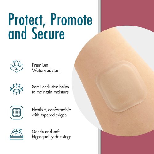 Dynarex Dürma+ DynaDerm™ Hydrocolloid Dressing - Sterile Bordered Wound Patch - Water-Resistant - Flexible Protection - Thin - 2" x 2" - 20 per Box