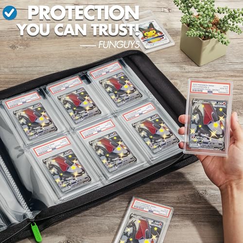 Black PSA Card Binder for Graded Slabs - Holds 60 Cards, Zipper Closure