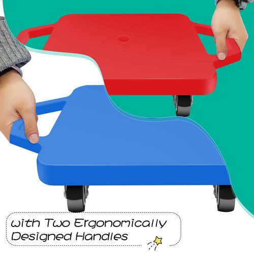 Tujol 4 Pack Sports Floor Scooter with Handles, Sitting Scooter Board for Kids, Age: Over 6 Years Old