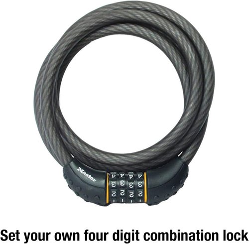 Master Lock Cable Lock - Set Your Own Combination | 6 Ft Long, Black, 8122D