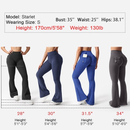 YEOREO CoreFlex Flare Leggings with Pockets for Women Scrunch Workout Leggings Butt Lifting Gym Yoga Pants Black