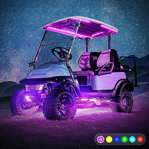 6-Pack Golf Cart Underglow LED Light Kit with 24-Mode RGB Strips, Music Sync & Waterproof for EZGO Yamaha Club Car