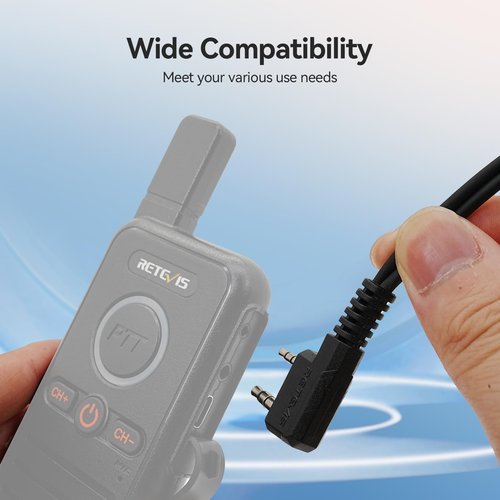 Retevis AI Active Noise Cancelling Two Way Radio Headset, Rechargeable, for RT22 RT21 H-777H RT68, Compatible with Pxton Baofeng BF-888S Kenwood Walkie Talkie, Walkie Talkie Earpiece with Mic(1 Pack)