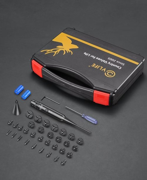 CVLIFE Laser Bore Sight Kit - 32 Adapters for 0.17 to 12GA Calibers | Red & Green Laser Options for Precision Hunting