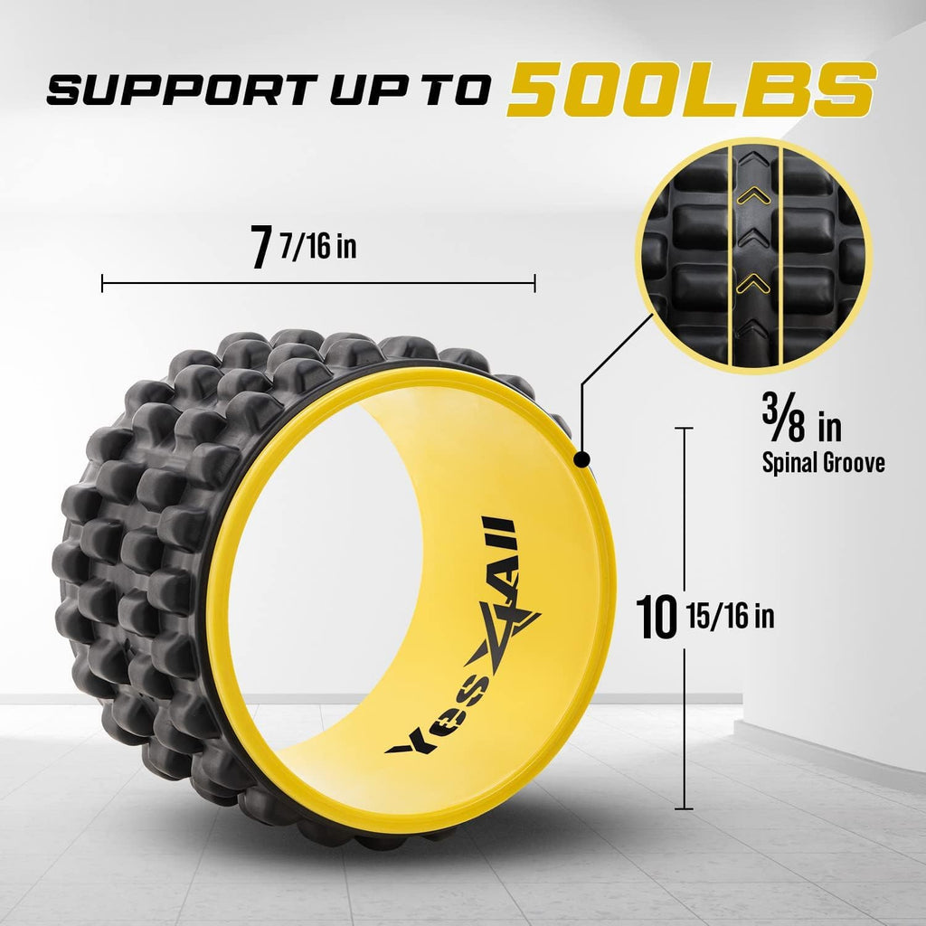 Yes4All Yoga Wheel Roller, 500 LB Capacity Back Cracker Roller, Yoga Wheel for Back Ease & Spinal Support, Target Pressure Points for Comfort HIPS & Neck, Available in 6”/10”/12” Sizes