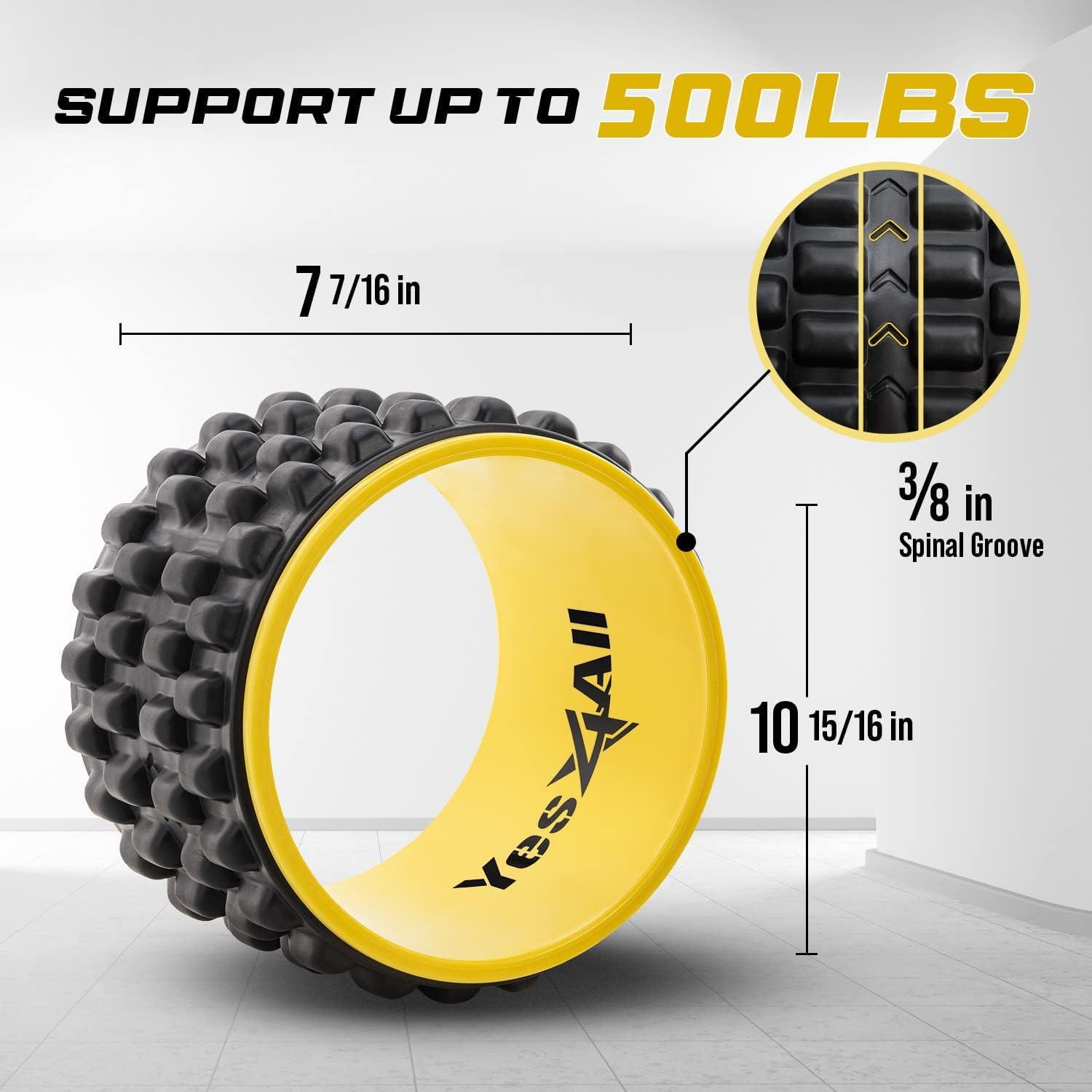 Yes4All Yoga Wheel Roller, 500 LB Capacity Back Cracker Roller, Yoga Wheel for Back Ease & Spinal Support, Target Pressure Points for Comfort HIPS & Neck, Available in 6”/10”/12” Sizes