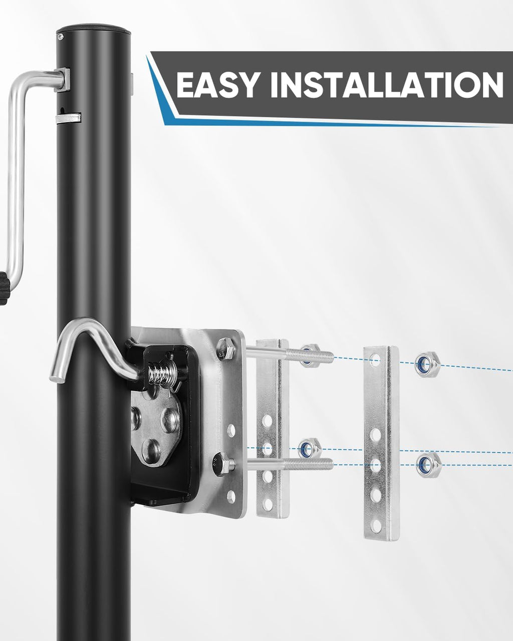 2000 lbs Heavy Duty Boat Trailer Jack - 6" Double Wheel RV Tongue Jack with 12" Lift (Black)