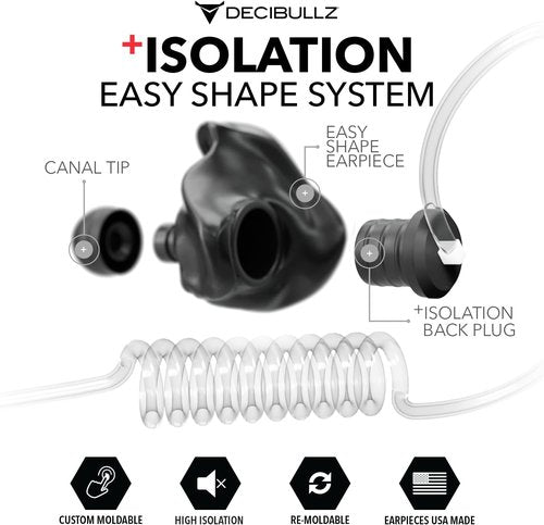 Decibullz Custom Molded Earpiece Set - Thermo-Fit Design for Clear Acoustic Tube Radios