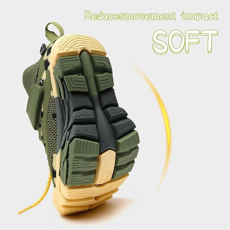 EGMPDA Camouflage Kids Sneakers - Lightweight Breathable Non-Slip Running Shoes, 12 Little Kid