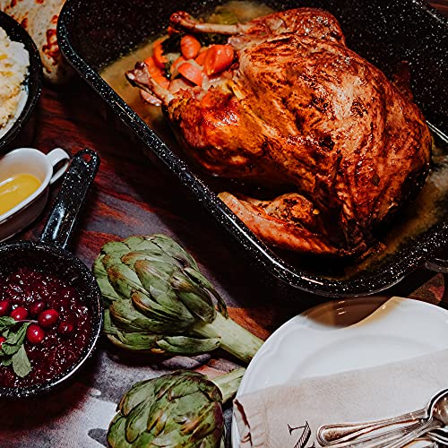 Covered Rectangle Roaster - Enamel on Steel, Black Speckled, 25 lb Capacity - Variation of THIS listing