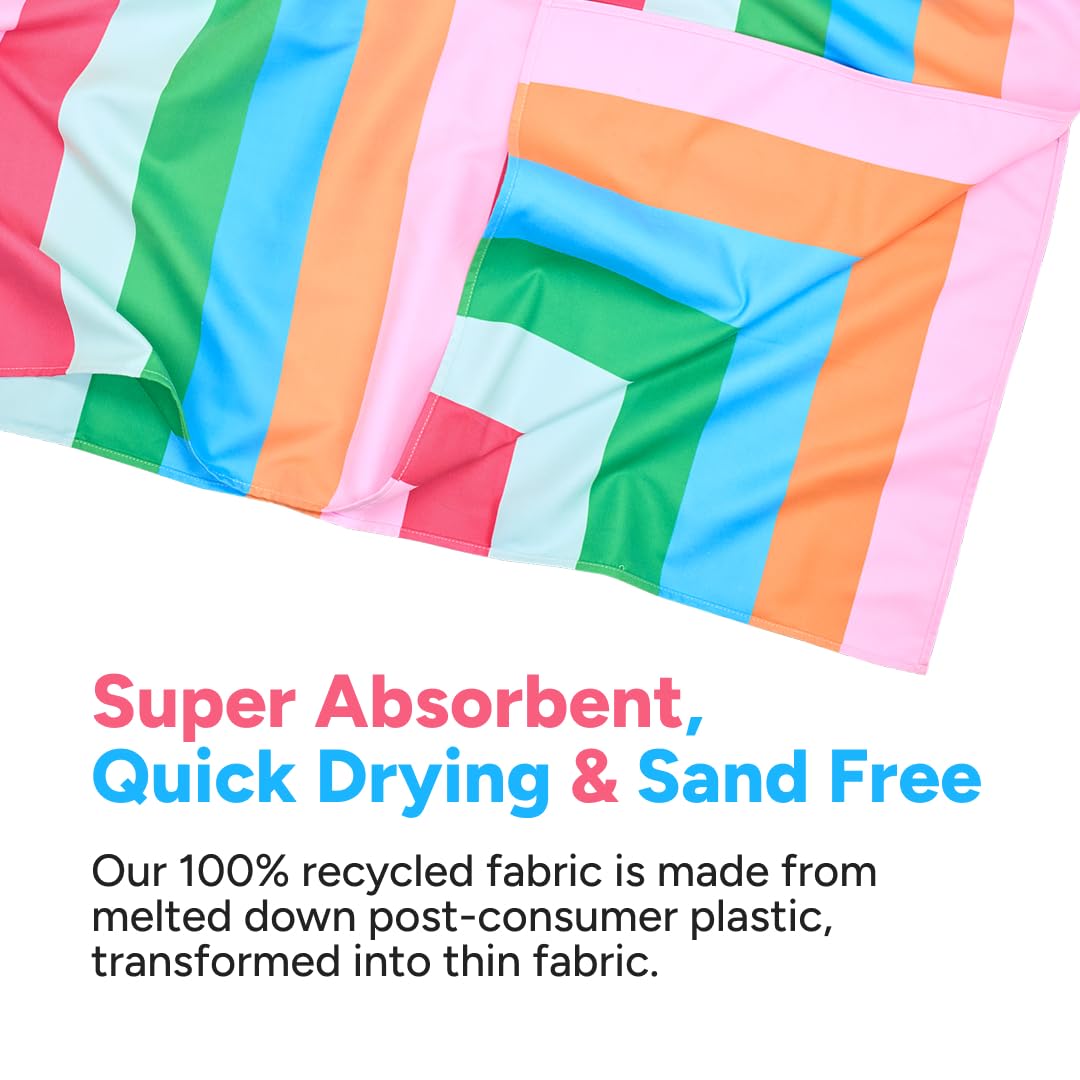 Dock & Bay Beach Towel - Quick Dry, Sand Free - Compact, Lightweight - 100% Recycled - Includes Bag - Tutti Frutti - Large (160x90cm, 63x35)