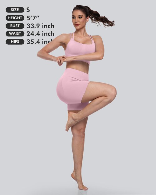 CHRLEISURE Sports Bras for Women, 4 Packs Padded High Support Workout Yoga Seamless Criss-Cross Racerback Bras(BlackNavyLGreyPink, M)