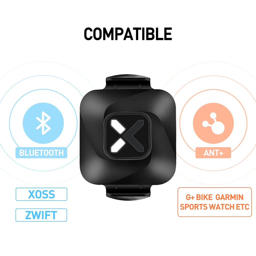 XOSS Vortex Cadence/Speed Sensor ANT+/Bluetooth 4.0, Outdoor/Indoor Wireless IPX7 Dual Modes Bike Computer RPM Sensor for Road Bike/Spinning Bike/MTB Compatible with Wahoo Fitness/Zwift/Strava