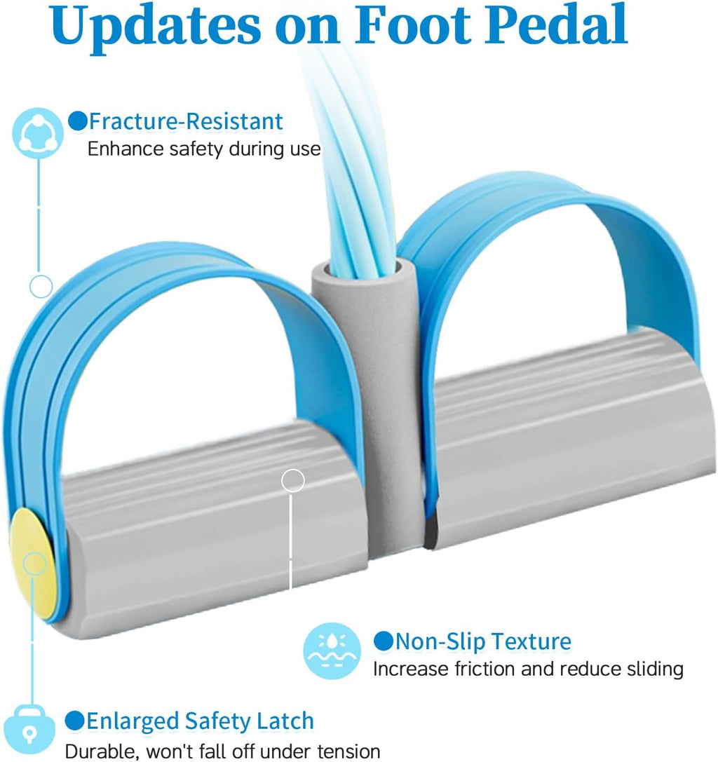 Pedal Resistance Bands - Durable 6-Tube Fitness Bands with Handles for Abdomen, Waist, Arms & Legs