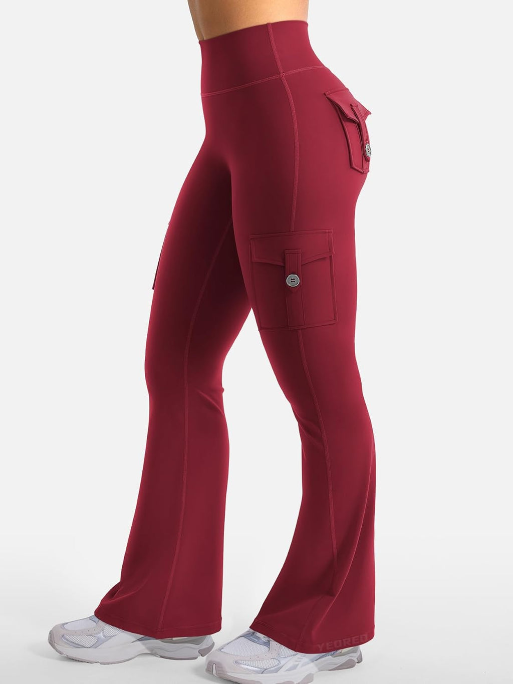 YEOREO CoreFlex Women's High-Waisted Flare Leggings - Hidden Pockets & Scrunch Design, Perfect for Gym & Yoga