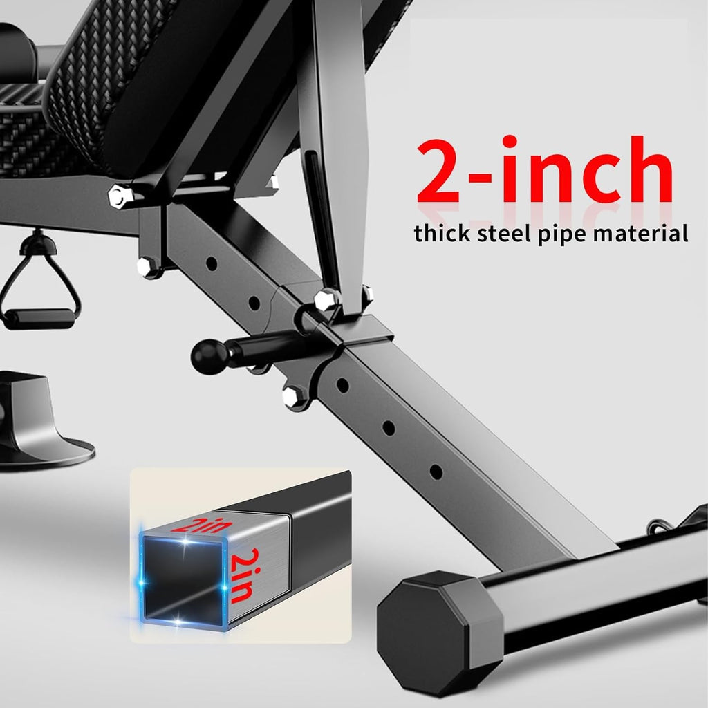 Skiennix Adjustable Weight Bench - Foldable Utility Workout Bench for Home Gym | Supports 600LBS