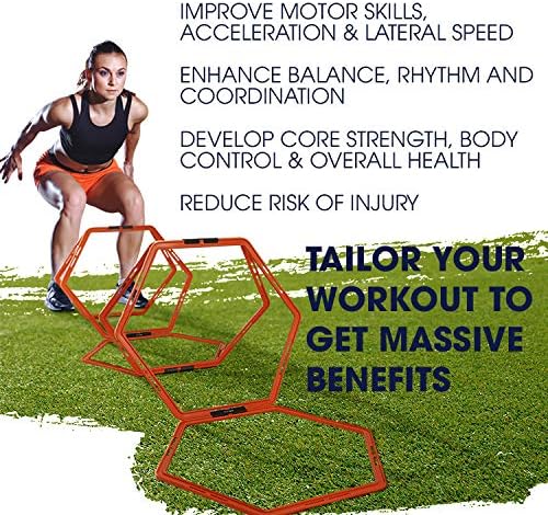 Yes4All Hex Agility Rings - Speed Training Hurdles with Carrying Bag for Enhanced Footwork