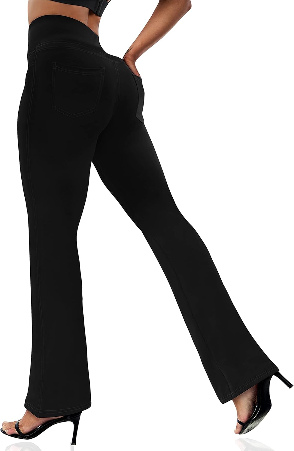 VOOVEEYA Women's Bootcut Leggings - High-Waisted Yoga Pants with Tummy Control & 4 Pockets