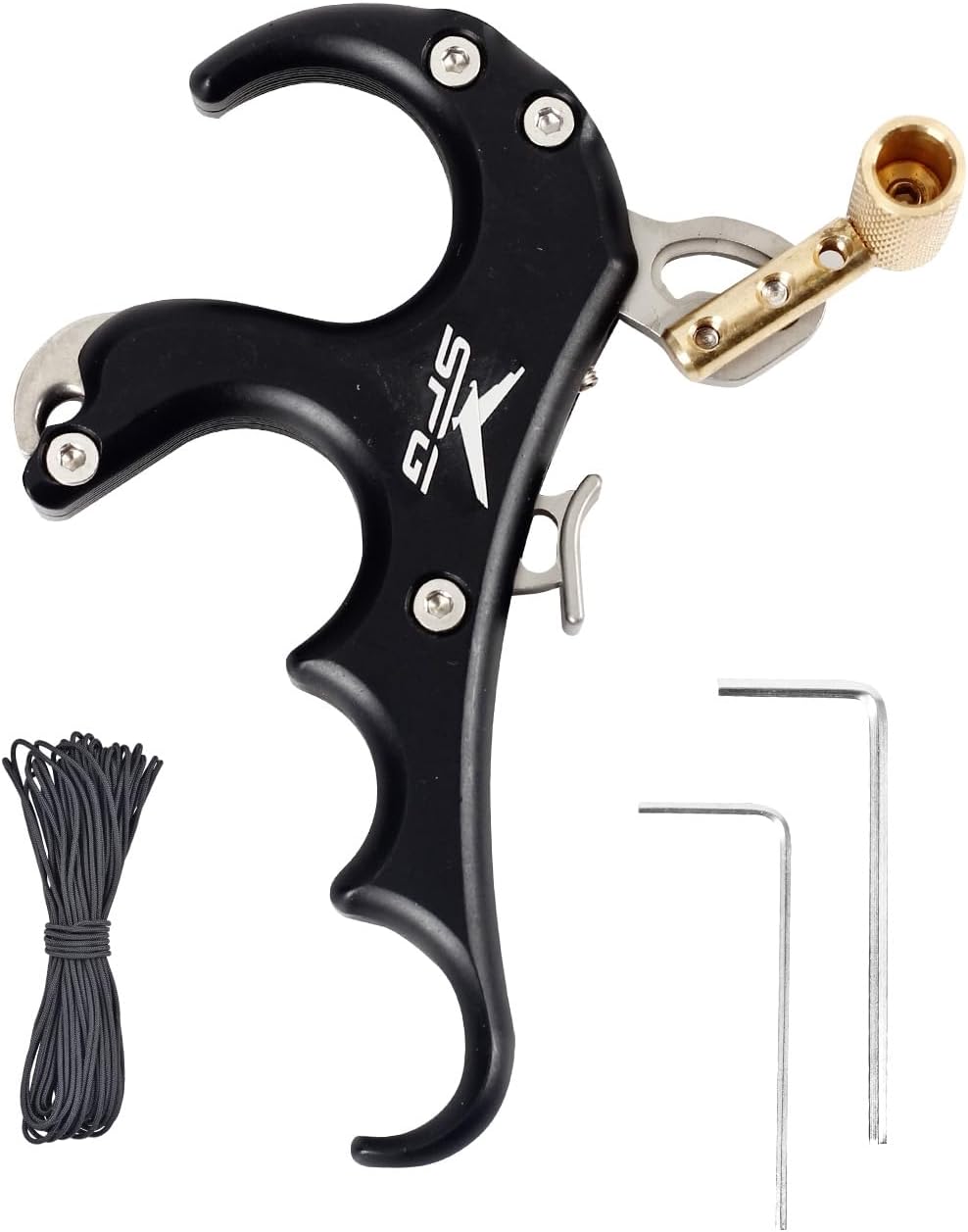 SPG Thumb Release for Compound Bow - Durable Aluminum Alloy 4-Finger Design | Anti-Slip Frosted Texture