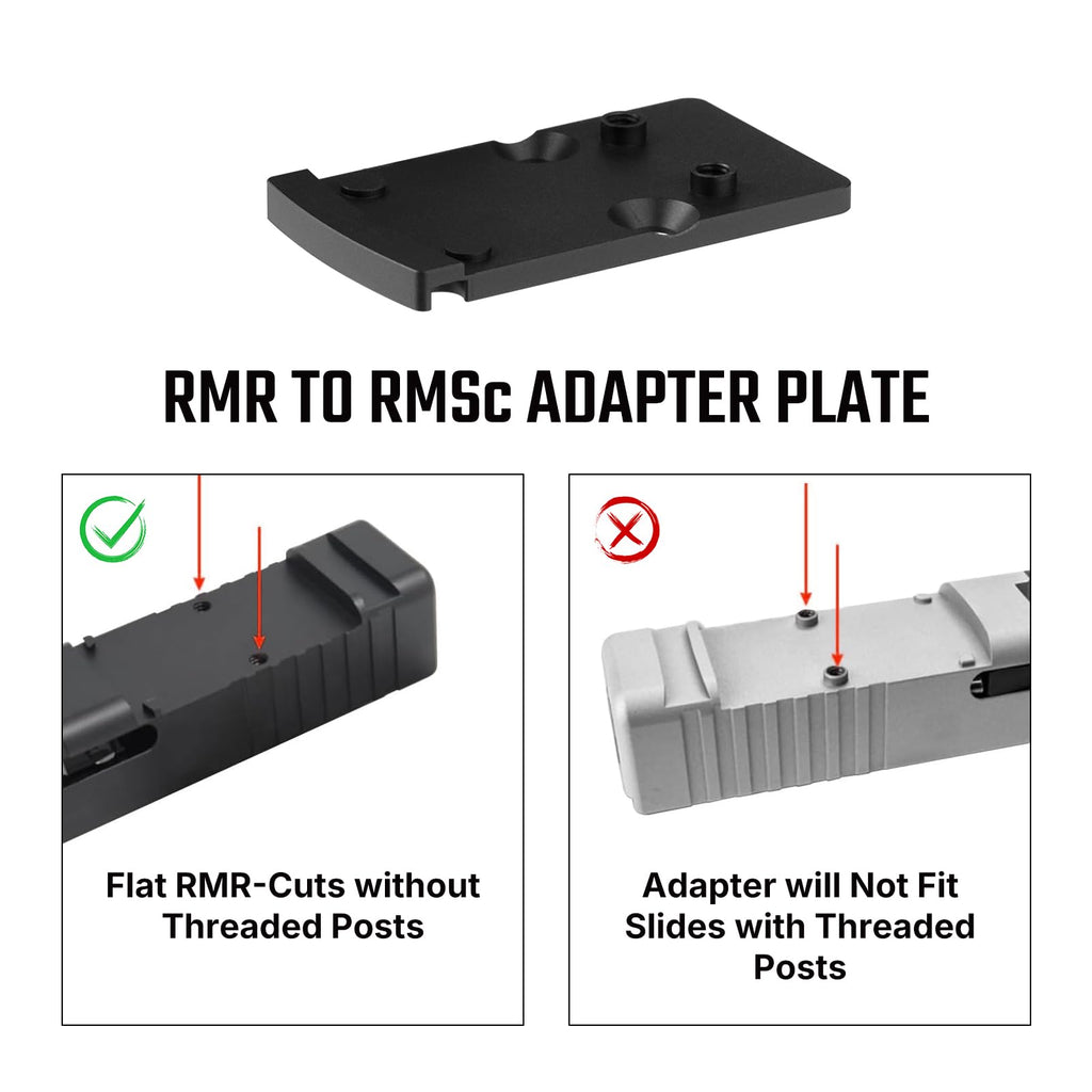 Osight RMR to RMSc Adapter Plate for RMR Slide Cut, Compatible with Standard RMSc Footprint Red Dot Sights