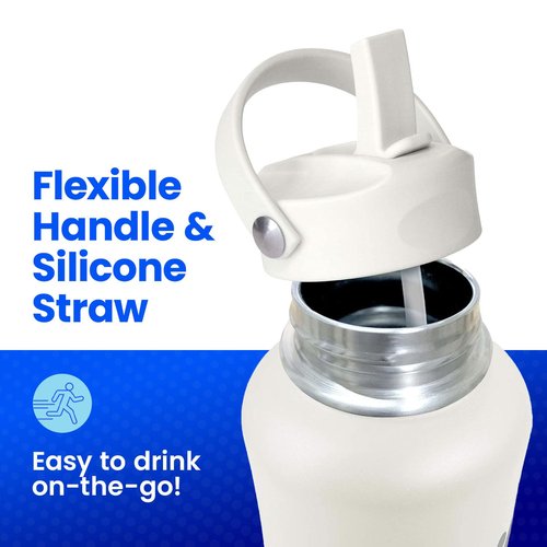 DYLN Straw Sports Cap, Compatible with 40, 32, 25 oz DYLN Bottles, Straw Lid, Water Bottle Lid Replacement, Leak-Free Design Water Bottle Lid, Pearl