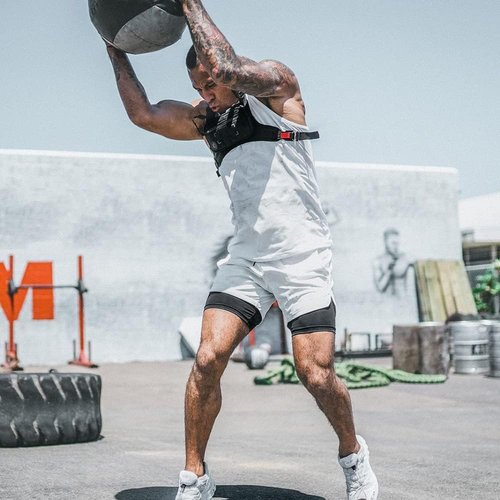 JWJ Men's 2-in-1 Running Shorts - Quick-Dry Athletic Gym Wear with Side Pockets