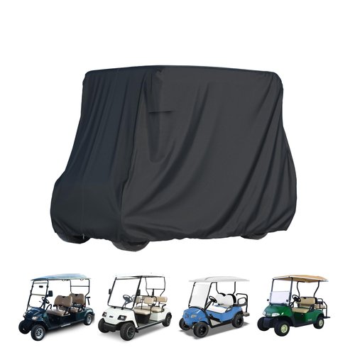 ScarabWrap 2/4 Passenger Golf Cart Cover for Yamaha EZGO Club Car, 420T Waterproof Polyester with Silver Coating,Waterproof,Dustproof,Windproof,Sunproof，All-Weather Protection (95-48-73-Black)