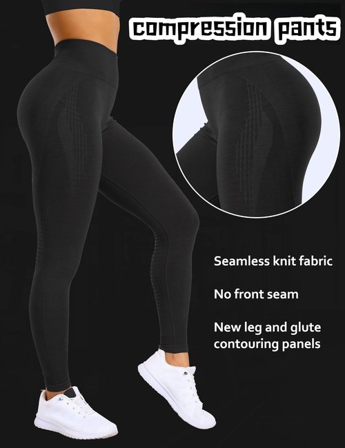 kkootapuakh Scrunch Butt Lifting Leggings for Women Seamless Gym Workout Leggings Soft High Waist Tummy Control Yoga Pants Black-L