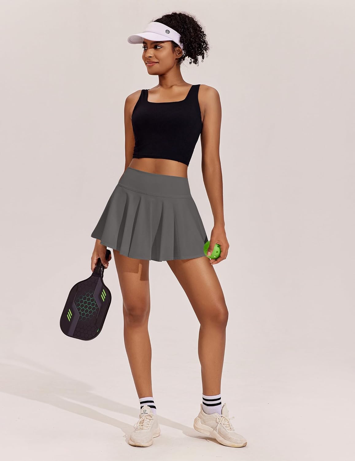 PINSPARK Women's Tennis Skirt - High Waisted Pleated Athletic Skort with Pockets for Golf & Workout