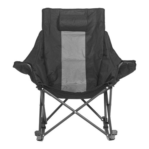 VEVOR Rocking Camping Chair, Portable Folding Rocker, Heavy-Duty Lawn Chair Recliner with Pocket, Supports 225lbs, Fully Padded Camp Chairs for Outdoor Patio Backyard Porch Garden