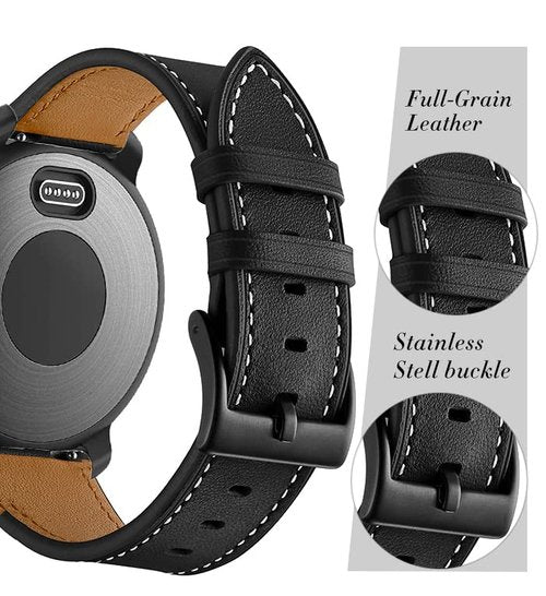 GARTOO Leather Band for Garmin Venu/Venu Sq/Vivoactive 3 Watch Bands, 20mm Leather Wristband Replacement Strap Women Men for Garmin Venu Sq, Vivoactive 3 Music, Forerunner 645/245 Music Black