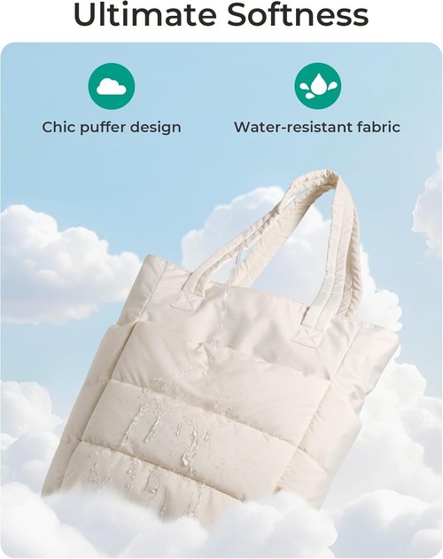 BAGSMART Lightweight Puffy Tote Bag for Women - Stylish Compartments & Versatile Shoulder Design