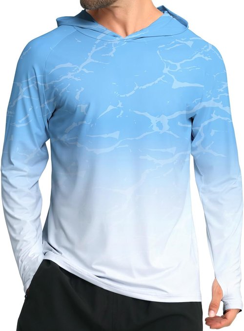 iCKER Men's Sun Protection Hoodie - UPF 50+ Long Sleeve Rash Guard for Fishing & Outdoor Activities