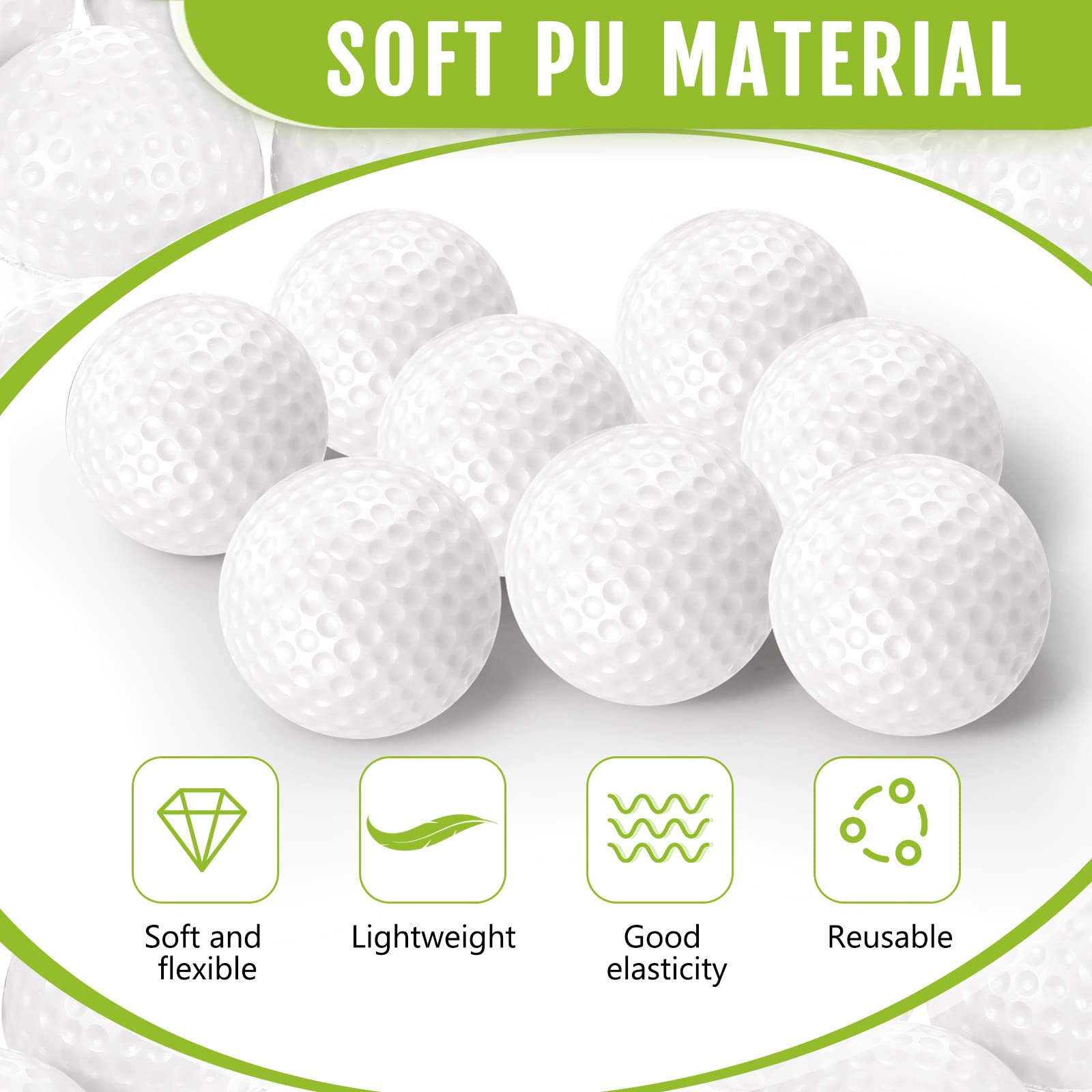 Junkin 80 Pcs Foam Golf Balls Practice Balls Realistic Feel and Flight Sport Training for Indoor or Outdoor Backyard Golf Training(White)