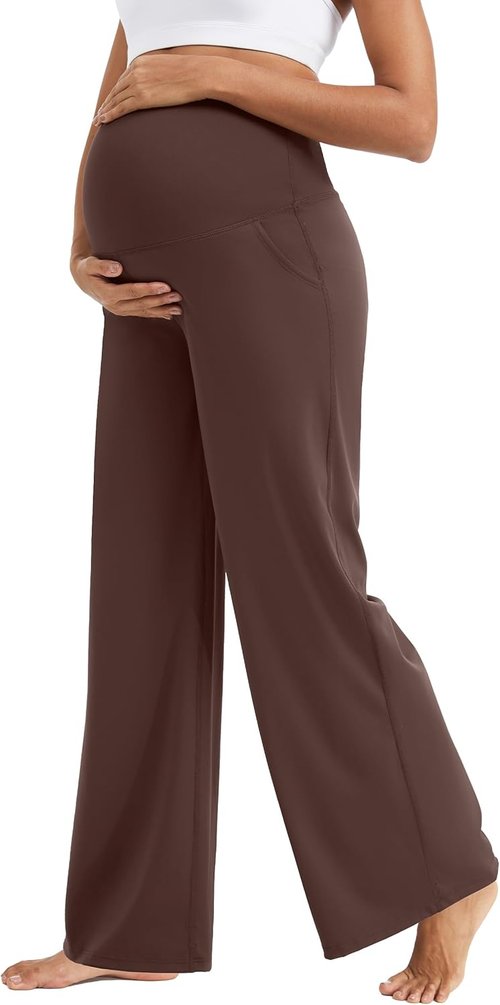 MathCat Maternity Pants - Over The Belly Wide Leg Yoga Trousers for Comfortable Pregnancy | Soft Stretchy Fabric