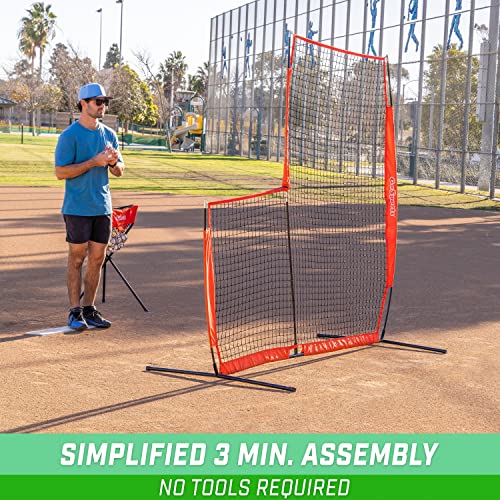 Baseball & Softball Pitching Screen - L Screen 7ft x 7ft Safety Barrier with Frame