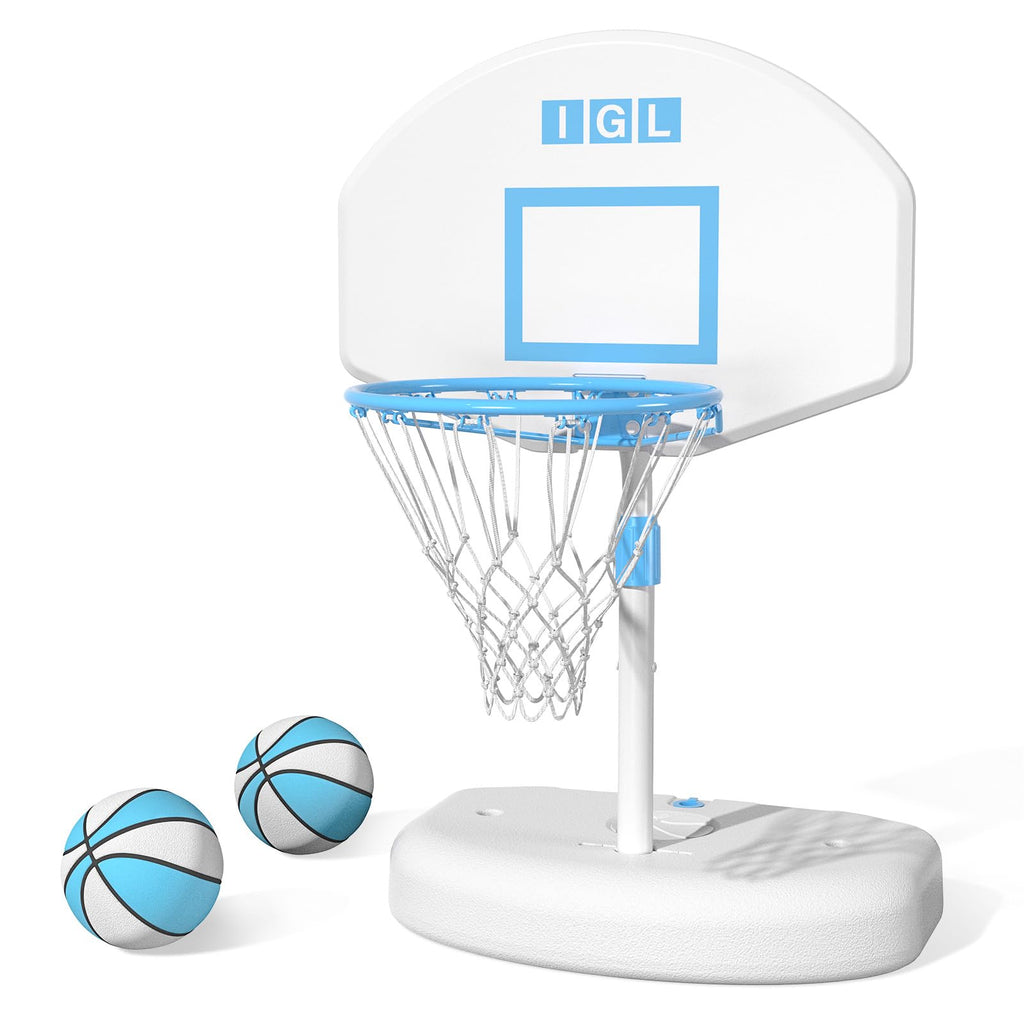 IGL Pool Basketball Hoop, 28in Backboard, Adjustable Height 28-36in, White