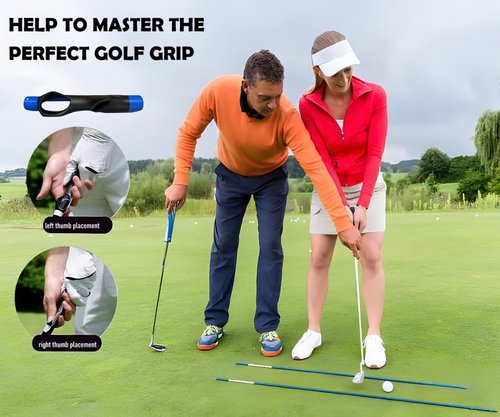 2 Pack Golf Grip Trainer, Golf Club Grip Training Aid Equipment for Beginners Practice Grip Posture (Black+ Navy)