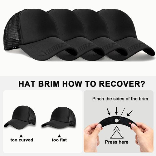 24 Pcs Batch Trucker Hats Bulk Beach Hats for Men Mesh Back Ball Cap Rugged Classic Baseball Trucker Cap for Men and Women (US, Alpha, One Size, Black 24 Pack)