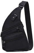 Midufrry Sling Bag Anti-Thief Crossbody Chest Shoulder Bag for Men Women Slim Personal Pocket Bag for Hiking Travel Daypack Backpack (Black), Small