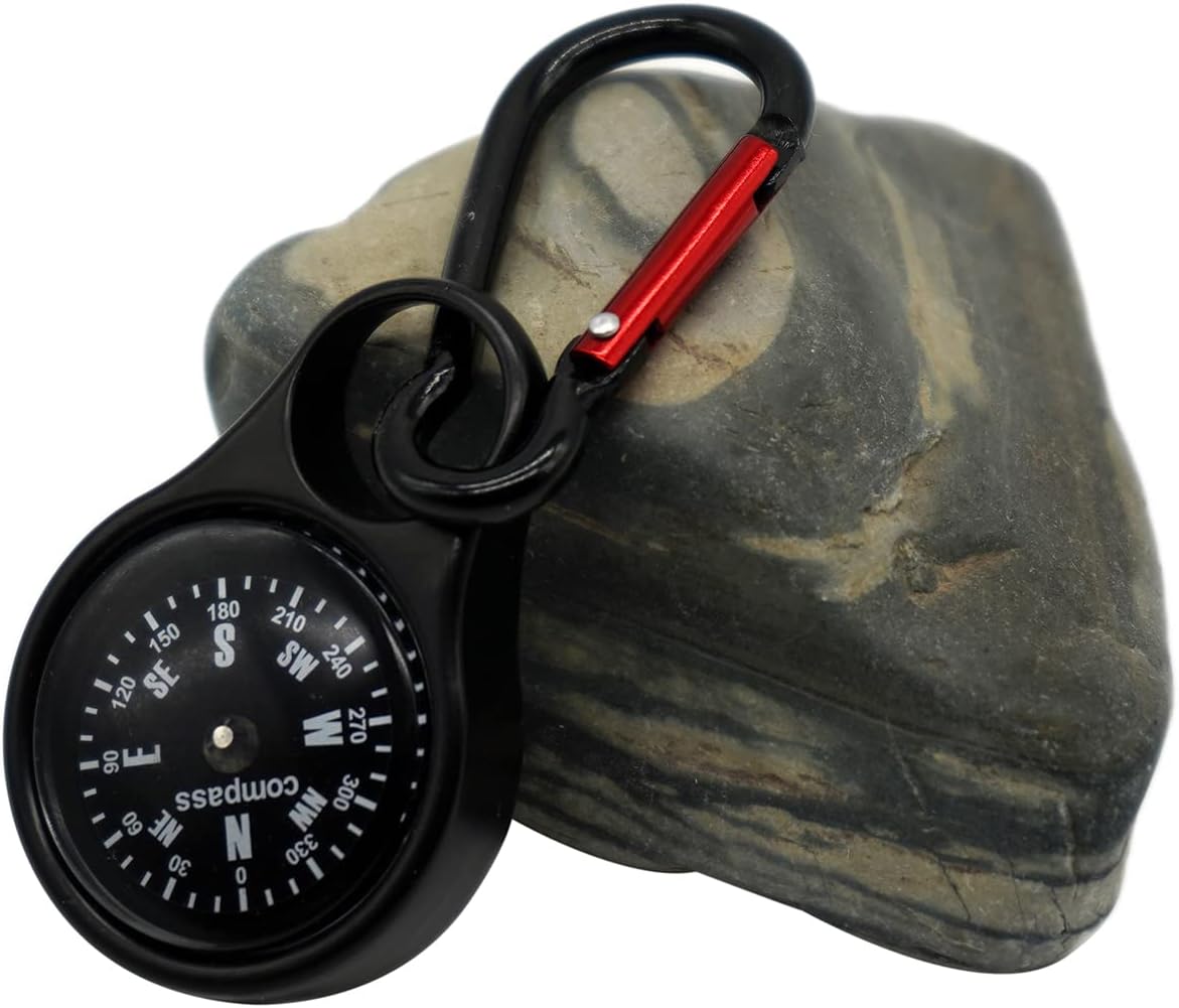 Sanung C-50 Mini Survival Compass - 2-Piece Zinc Alloy Clip-On Keychain Holder for Outdoor Adventures