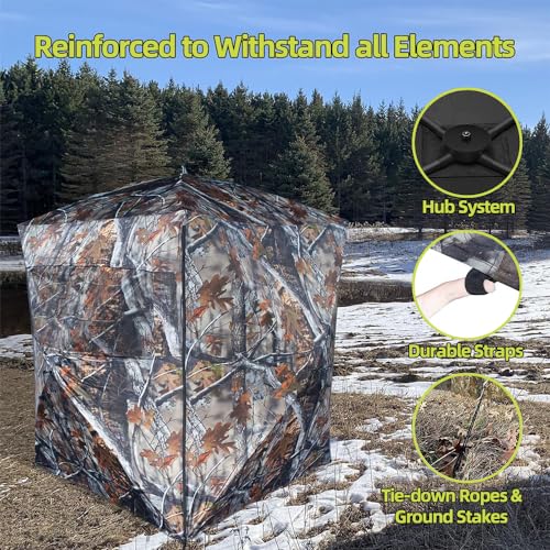 3 Person Hunting Blind - Portable Ground Blind with Silent Windows - Deer & Turkey Hunting Shelter - Variation of This Listing